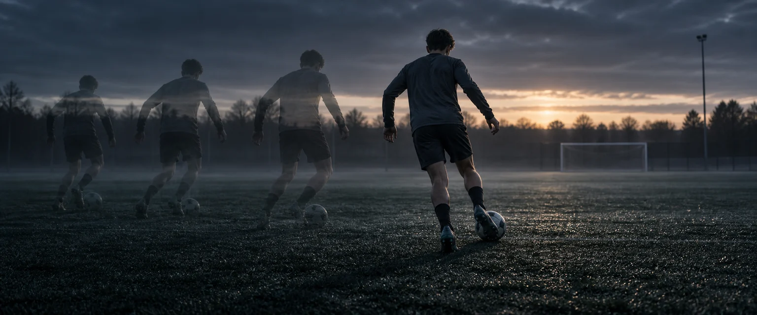 同一球员持续训练与记录变化的成长主题插图
