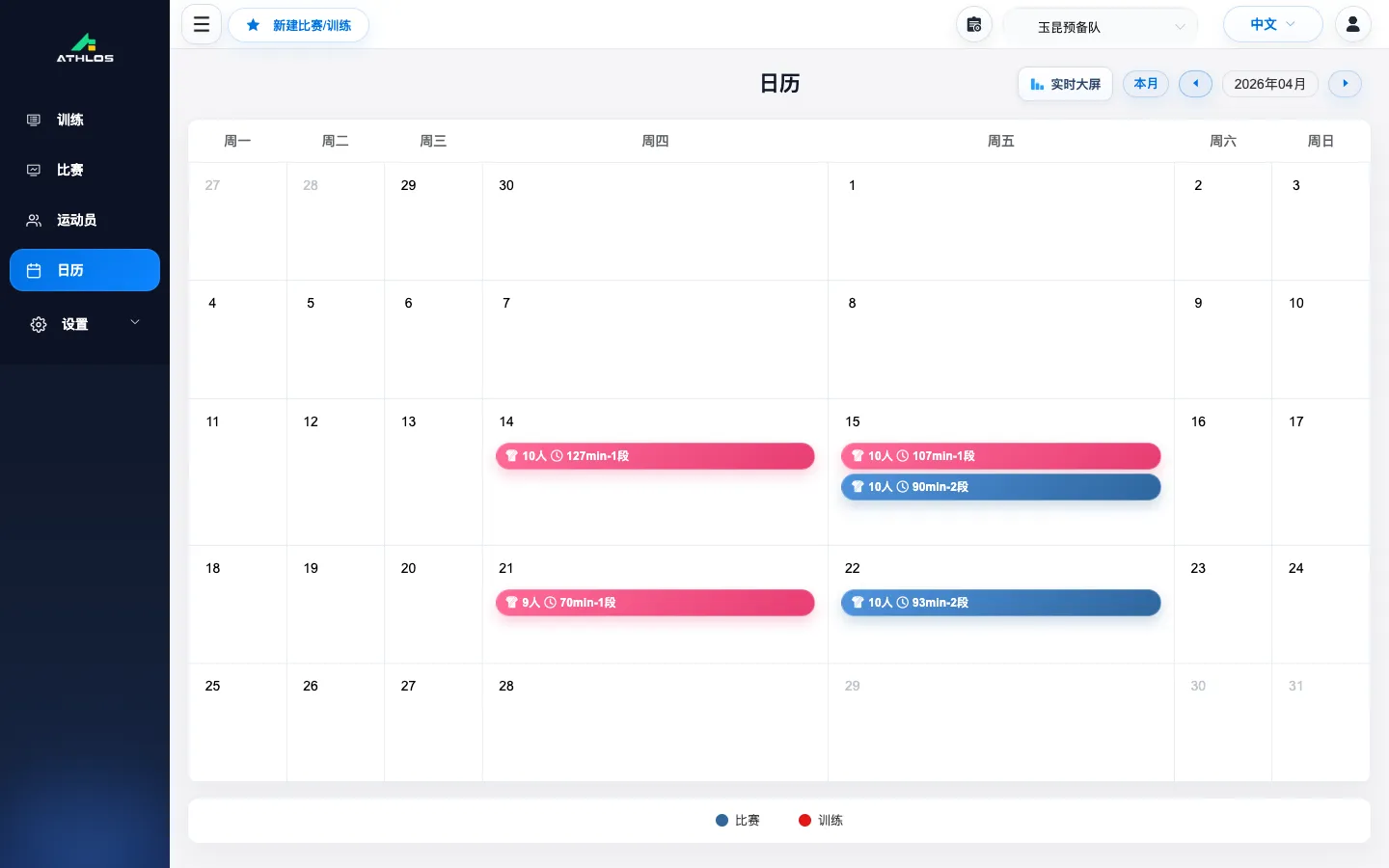 2026 年 4 月日历后台